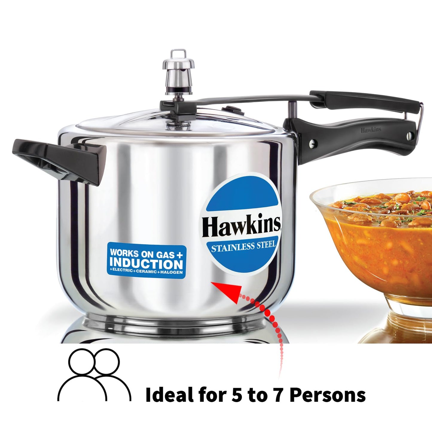 Hawkins 5 Litre Pressure Cooker, Stainless Steel Inner Lid Cooker, Induction Cooker, Silver (HSS50)