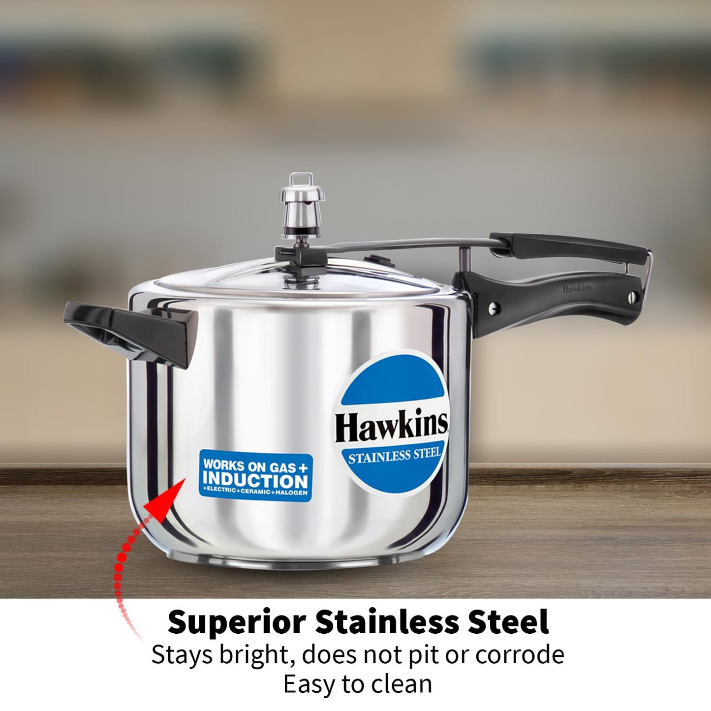 Hawkins 5 Litre Pressure Cooker, Stainless Steel Inner Lid Cooker, Induction Cooker, Silver (HSS50)