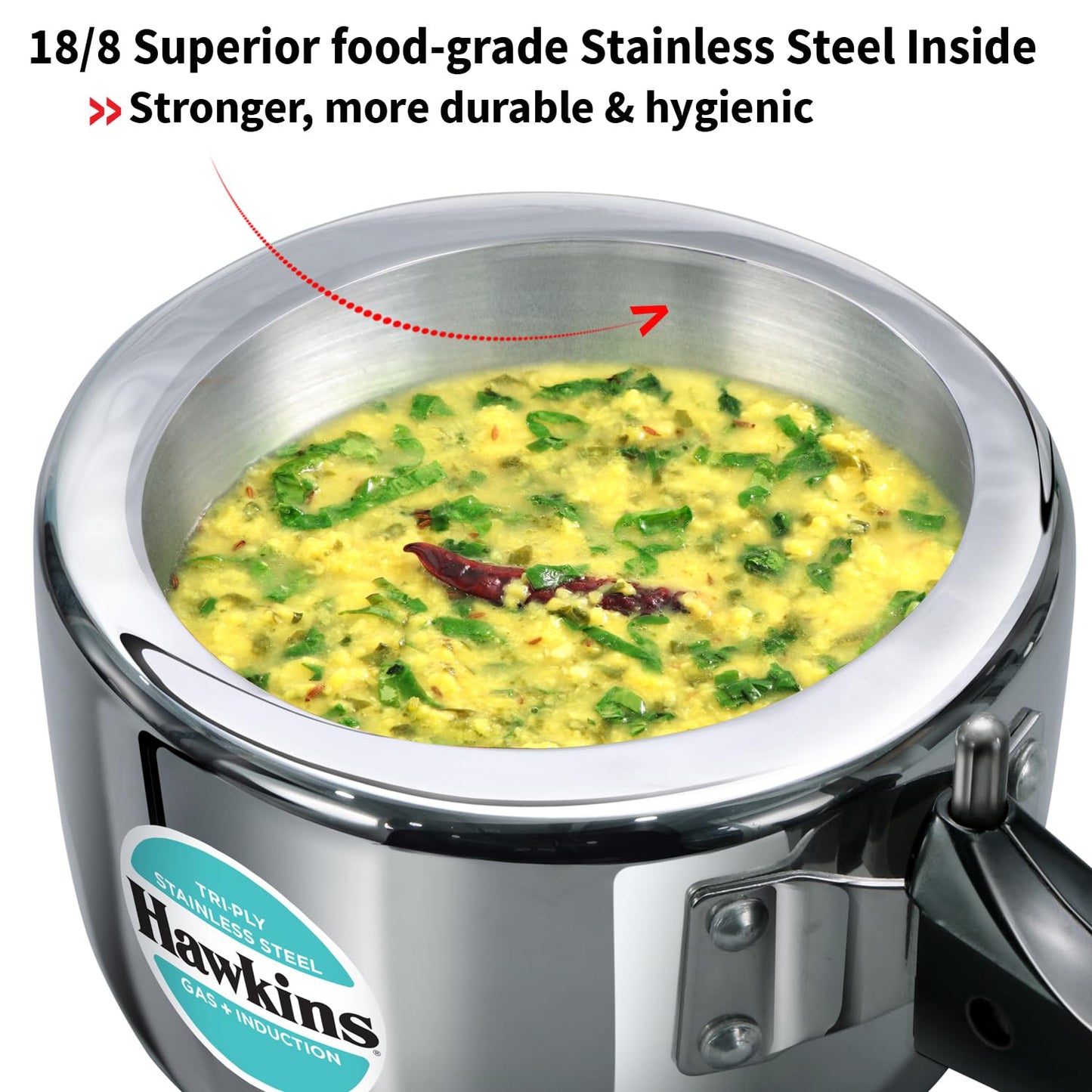 Hawkins 1.5 Litre Triply Stainless Steel Pressure Cooker, Inner Lid Induction Cooker, Silver (HSST15)