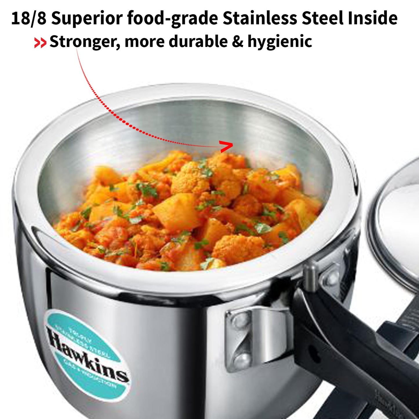 Hawkins 2.5 Litre Triply Stainless Steel Pressure Cooker, Inner Lid Cooker, Silver (HSST25)