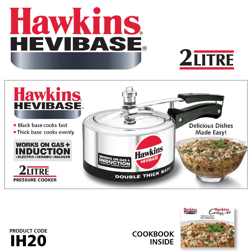 Hawkins Hevibase Pressure Cooker, Induction Inner Lid Cooker, Small Cooker, Silver,Aluminium