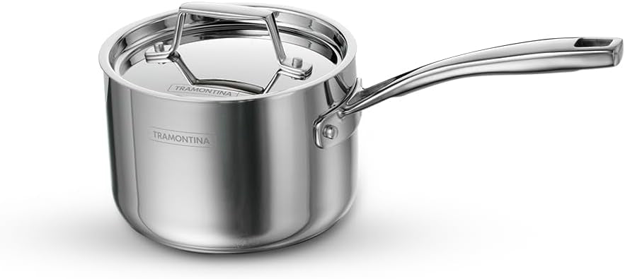 Tramontina Aeion Triply 14cm/1.5L Sauce Pan with SS 304 Lid | Healthy, Non Toxic | Milk Pan/Tea Pan| Induction Friendly | Stay Cool Handle | NSF Certified | 10 Year Warranty*