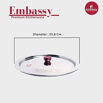 Embassy Stainless Steel Multipurpose Lid/Cover with Knob, Size 2, 20.8 cms (Lids for Utensils, Tawas, Kadhai, Topes, Pots and Pans)
