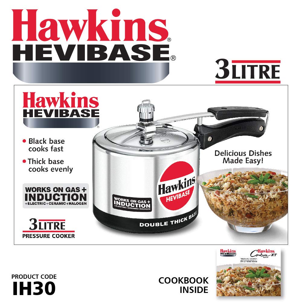 Hawkins Hevibase Pressure Cooker, Induction Inner Lid Cooker, Small Cooker, Silver,Aluminium