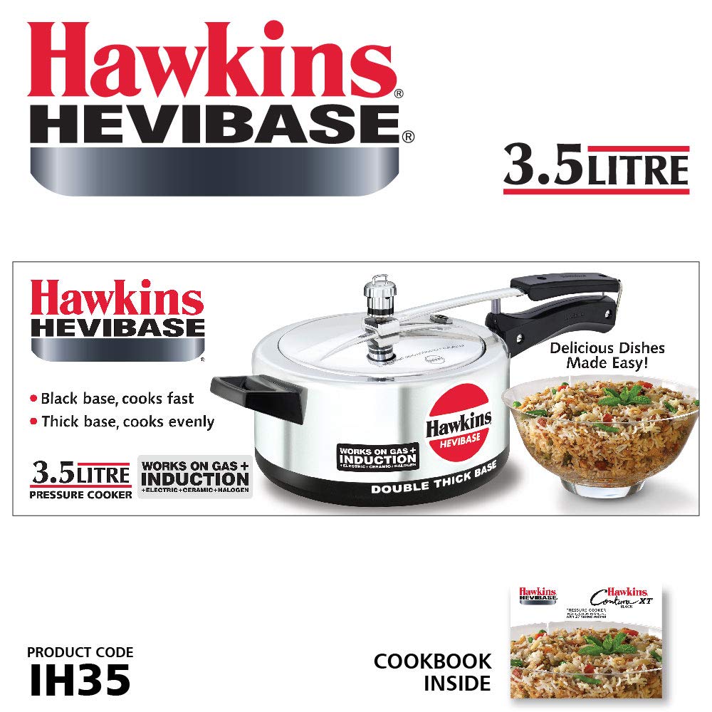 Hawkins Hevibase Pressure Cooker, Induction Inner Lid Cooker, Small Cooker, Silver,Aluminium