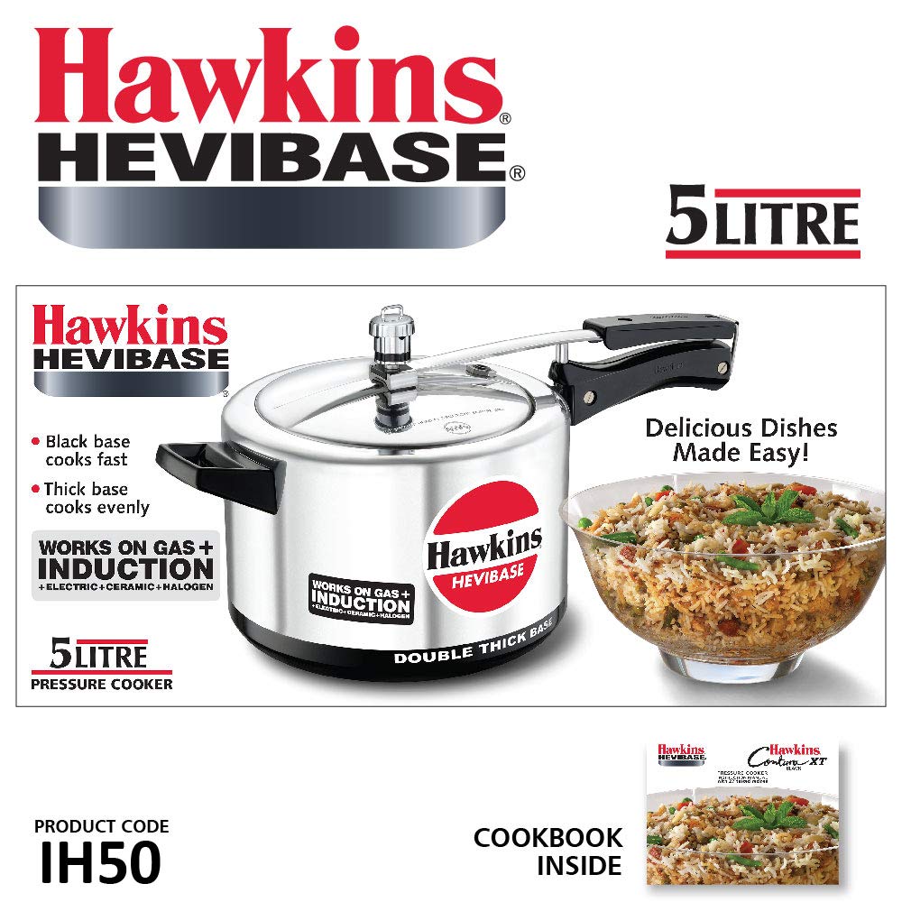 Hawkins Hevibase Pressure Cooker, Induction Inner Lid Cooker, Small Cooker, Silver,Aluminium