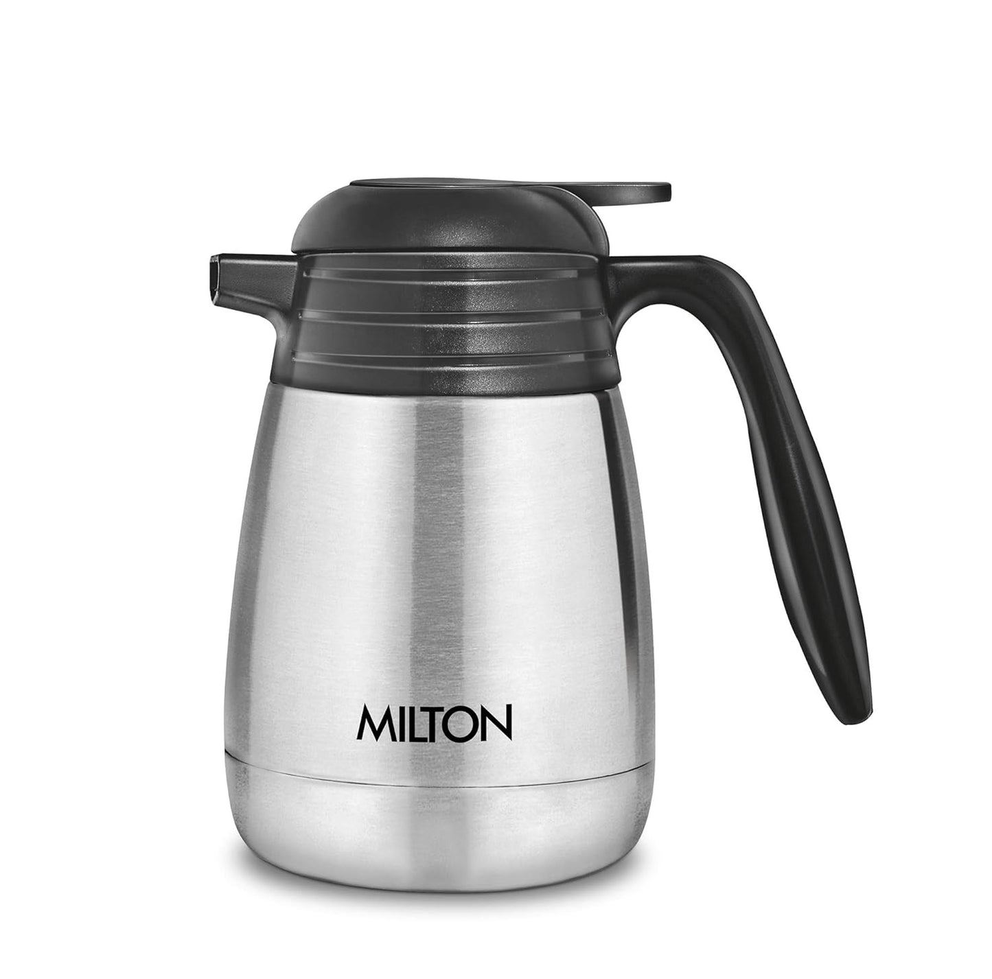 Milton Carafe Stainless Steel Double Walled Vacuum Insulated Flask with Lid and Handle, Silver, Coffee/Tea Carafe Heat & Cold Retention, Leak Proof, Rust Free, Easy to Carry