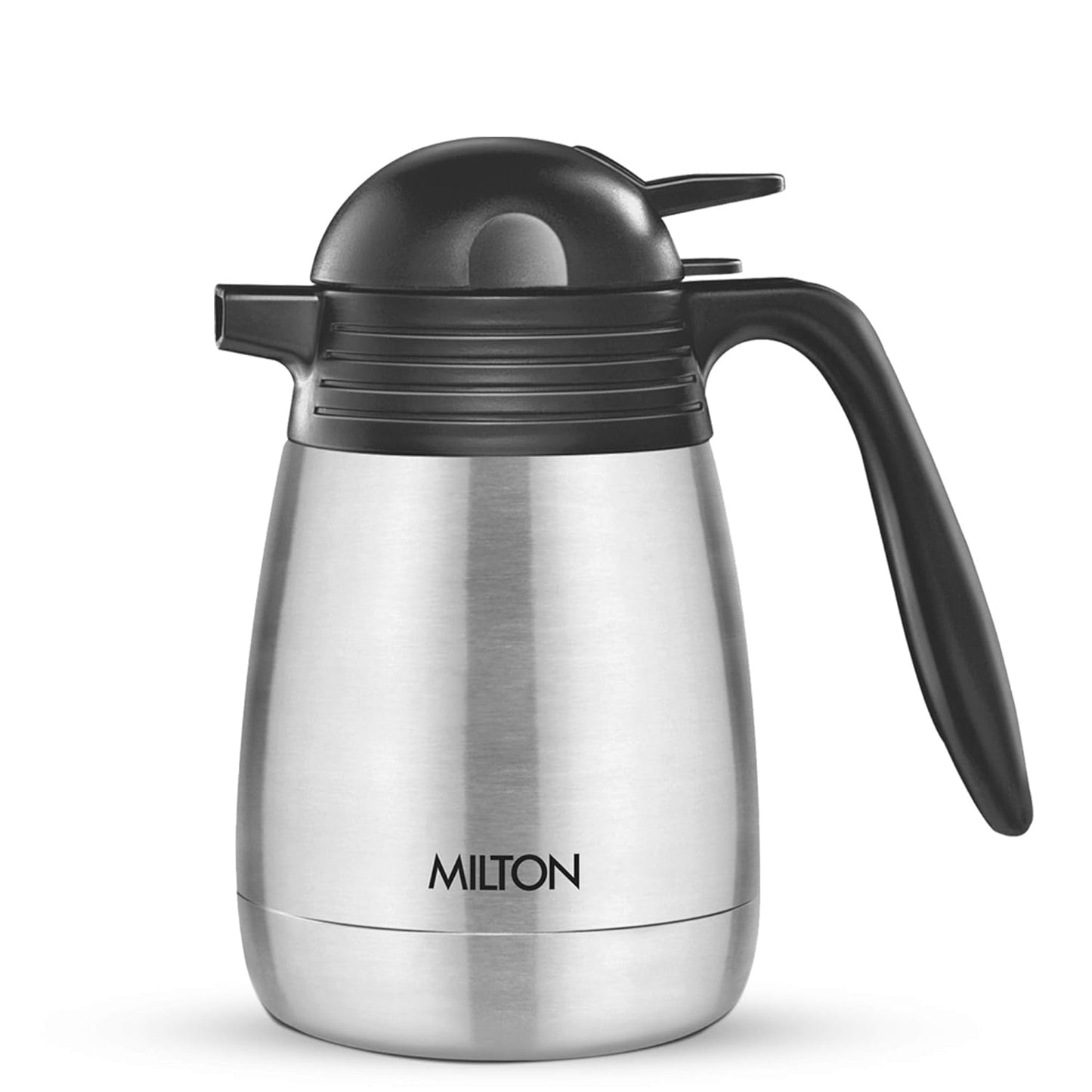 Milton Carafe Stainless Steel Double Walled Vacuum Insulated Flask with Lid and Handle, Silver, Coffee/Tea Carafe Heat & Cold Retention, Leak Proof, Rust Free, Easy to Carry