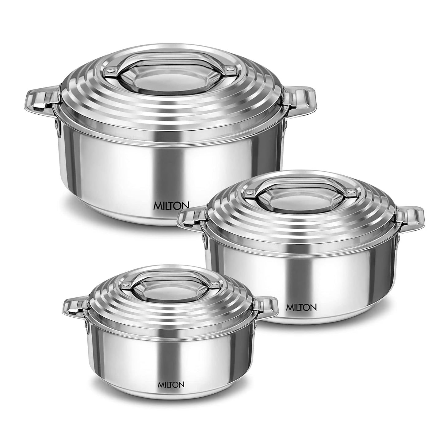 Milton Galaxia Insulated Stainless Steel Casseroles, Set of 3, Silver