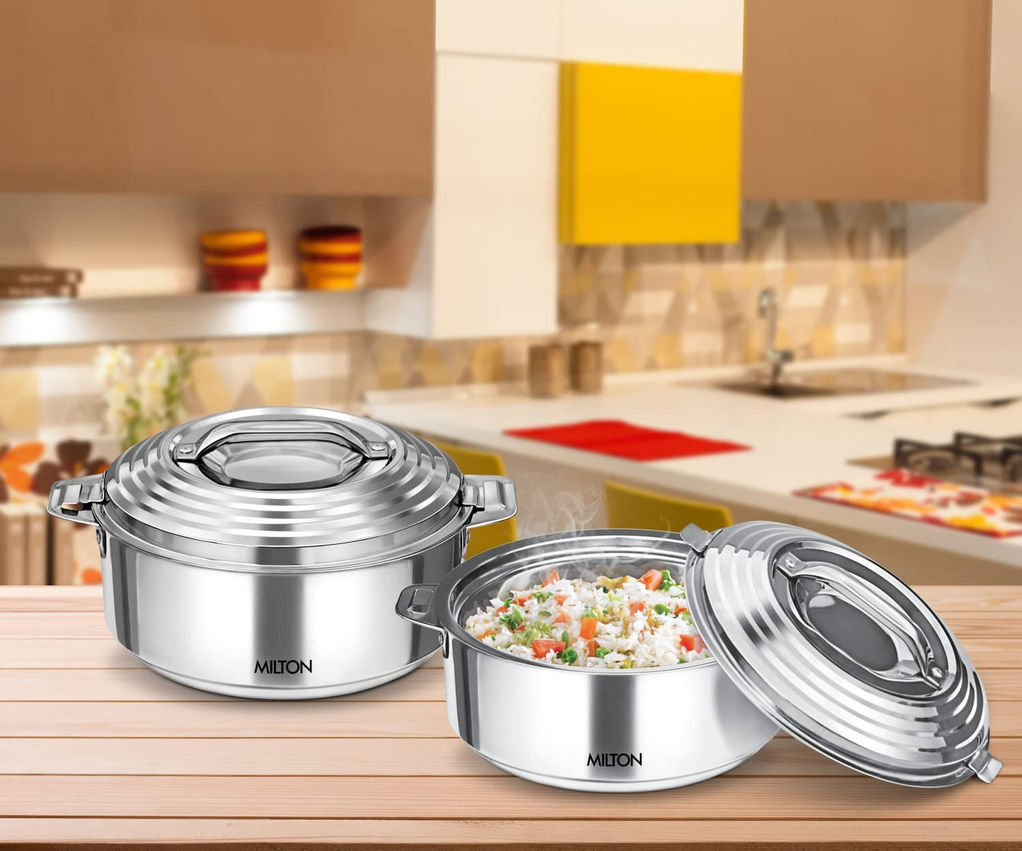 MILTON Galaxia Double Walled Stainless Steel Casserole,, Silver | PU Insulated | Hot & Cold | Hygiene | Odourless