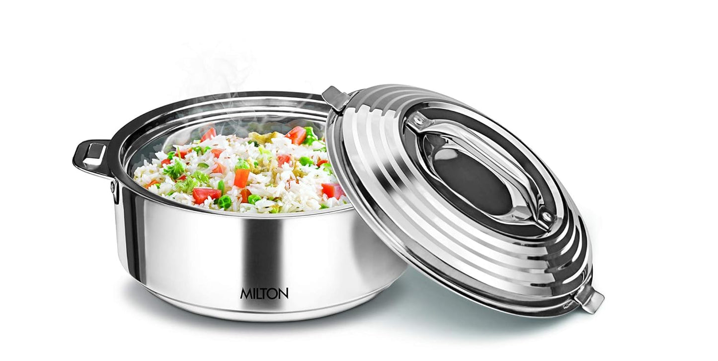 MILTON Galaxia Double Walled Stainless Steel Casserole,, Silver | PU Insulated | Hot & Cold | Hygiene | Odourless