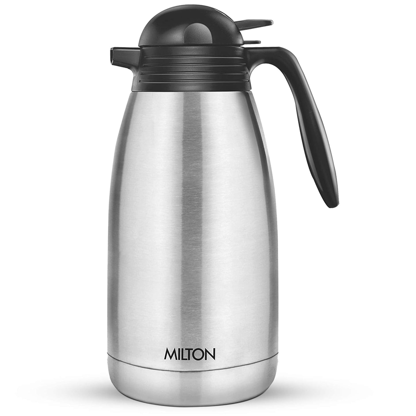 Milton Carafe Stainless Steel Double Walled Vacuum Insulated Flask with Lid and Handle, Silver, Coffee/Tea Carafe Heat & Cold Retention, Leak Proof, Rust Free, Easy to Carry