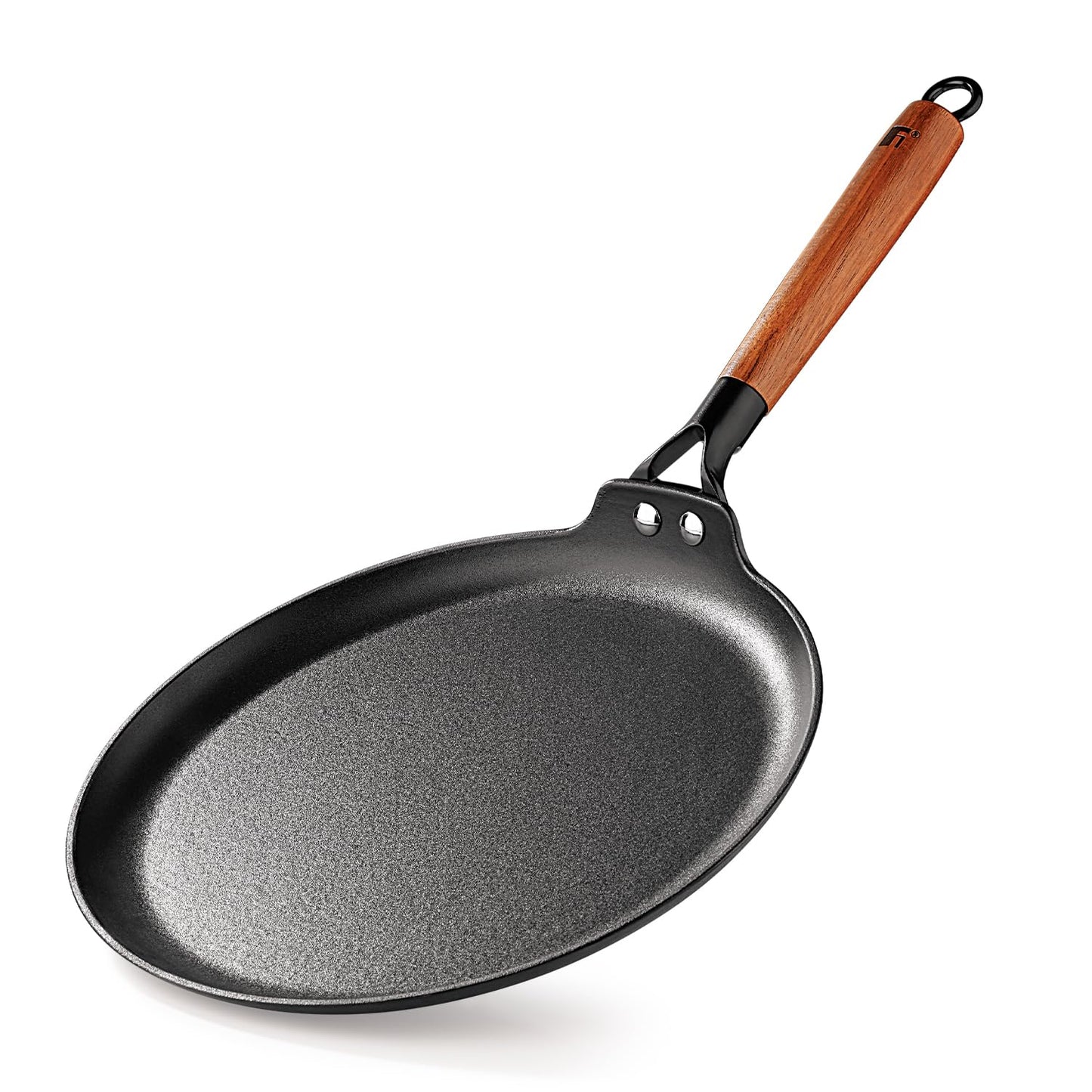 BERGNER Odin Cast Iron Dosa Tawa with Wooden Coated Handle, Loha Dosa Tawa, Rust Proof and Lightweight Iron, Enamel Finish, Metal Spatula Safe, Induction and Gas Stove Ready