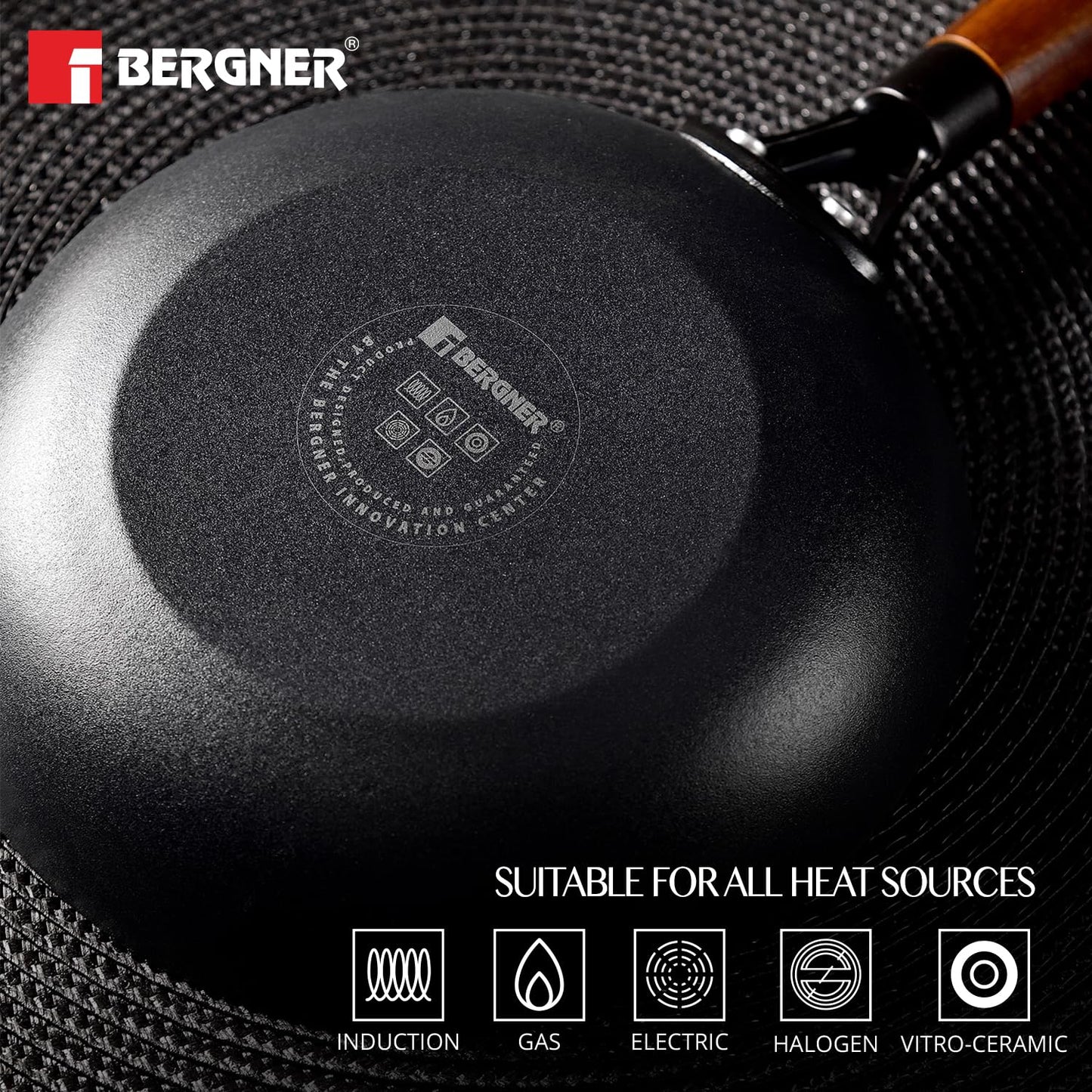 BERGNER Odin Cast Iron Frypan, Pre-Seasoned, for Searing/Browning/Frying/Sauteing/Serve, Enamel Finish, Rust Proof Lightweight Iron, Metal Spatula Safe, Induction Bottom and Gas Stove Ready