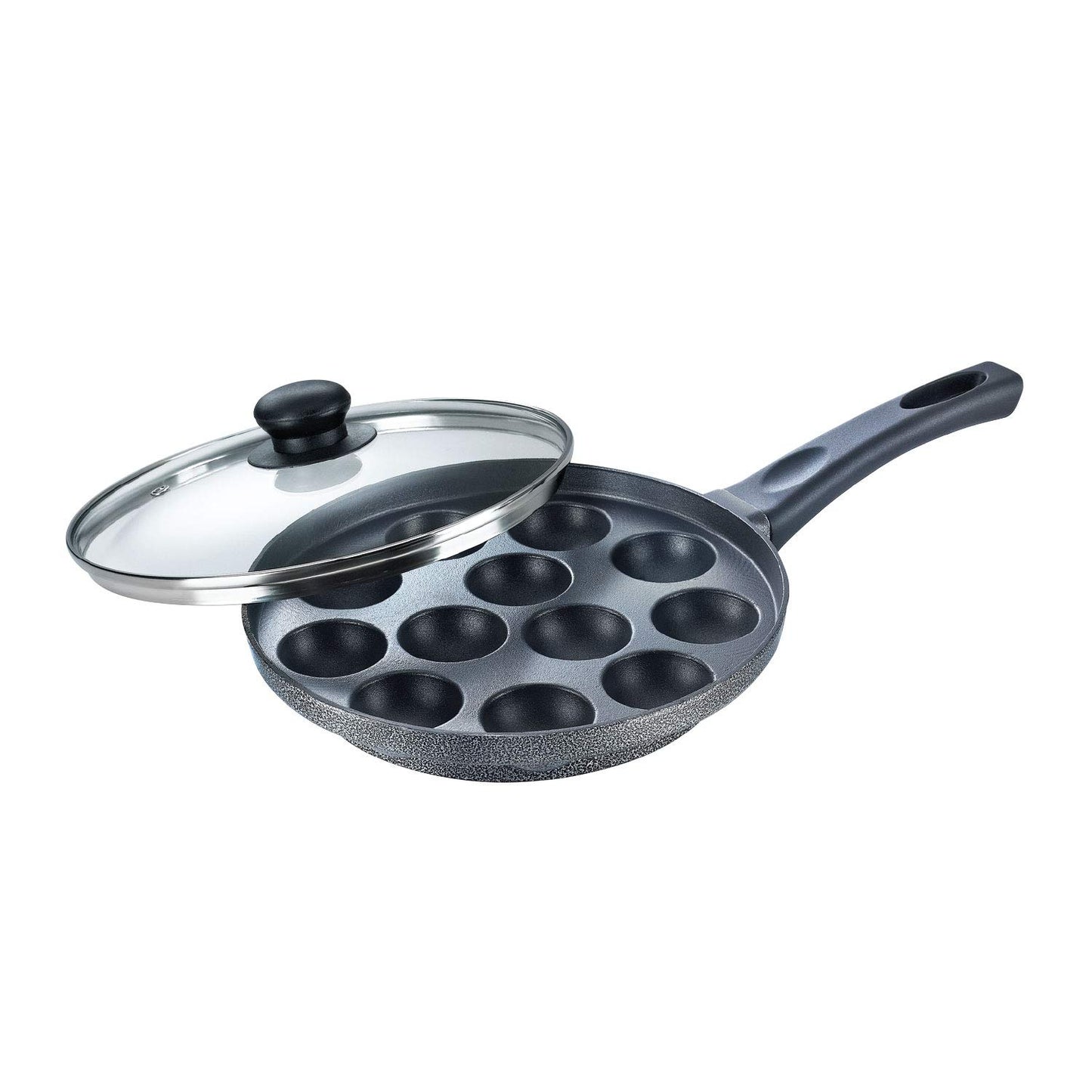 Prestige Omega Select Plus Non-Stick Paniyarakkal with Glass lid (Appe Maker)|12 pits| 24cm|Residue Free Coating |Metal Spoon Friendly