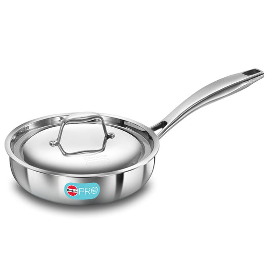 HawkinsTriply Stainless Steel Fry Pan with Stainless Steel Handle and Stainless Steel Lid, Silver