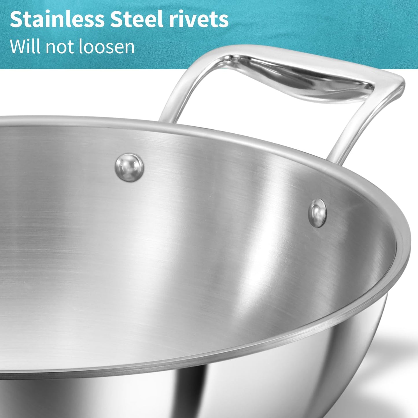 Hawkins Pro 3.5 Litre Deep-Fry Pan, Triply Stainless Steel Kadhai with Stainless Steel Handles and Stainless Steel Lid, Silver (PSK35S)