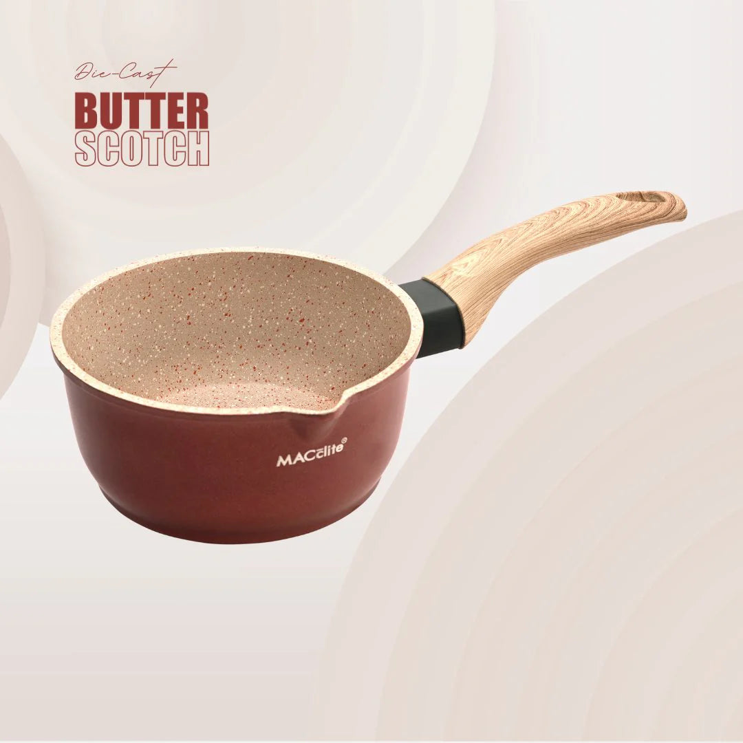 MACclite Butter Scotch Die Cast Non Stick Sauce Pan 16cm Dia, 1.4 Liters, Induction Base