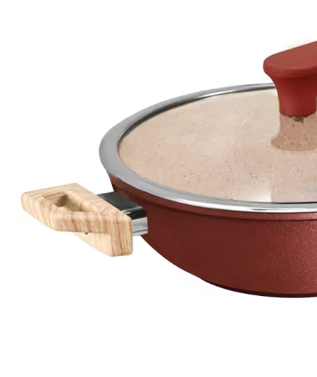 MACclite Butter Scotch Die Cast Non Stick Triumph Kadai With Glass Lid