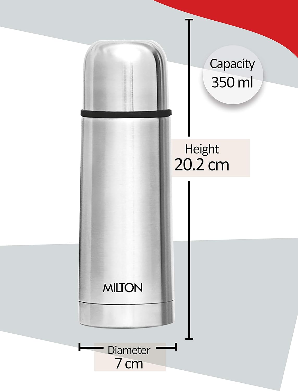 Milton Flip Lid Thermosteel 24 Hours Hot and Cold Water Bottle with Bag, 1 Piece, Silver