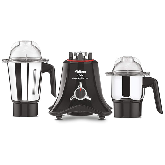 Vidiem Mixer Grinder 566 A ROC (Black) | Mixie grinder 1500 watt+ 2 Leakproof Jars with self-lock for wet & dry spices, chutneys & curries | mixer grinder