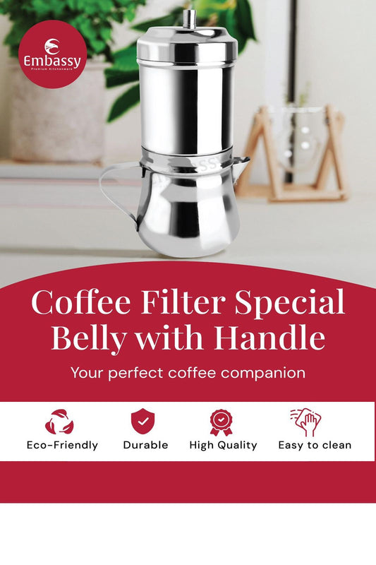 Embassy South Indian Madras Coffee Drip Decoction Percolator Brewer Jug Model Stainless Steel Coffee Filter