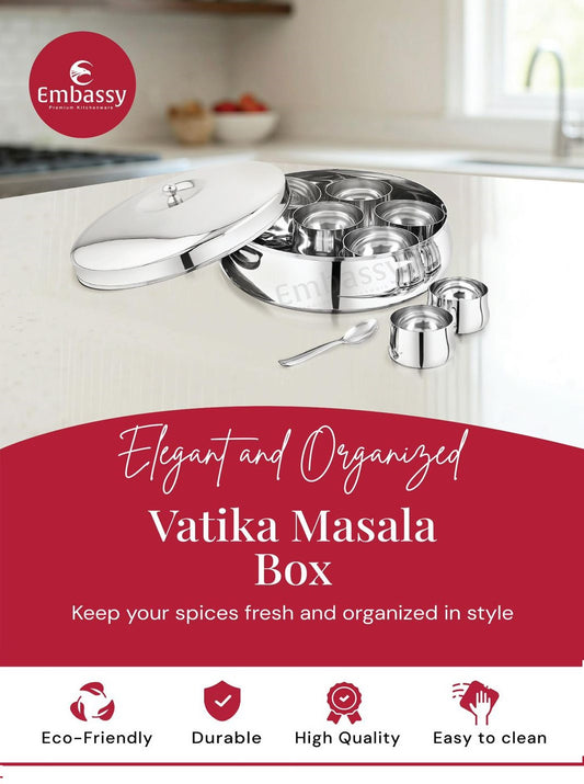 Embassy Stainless Steel  Masala Dabba With 7 Containers And Spoon