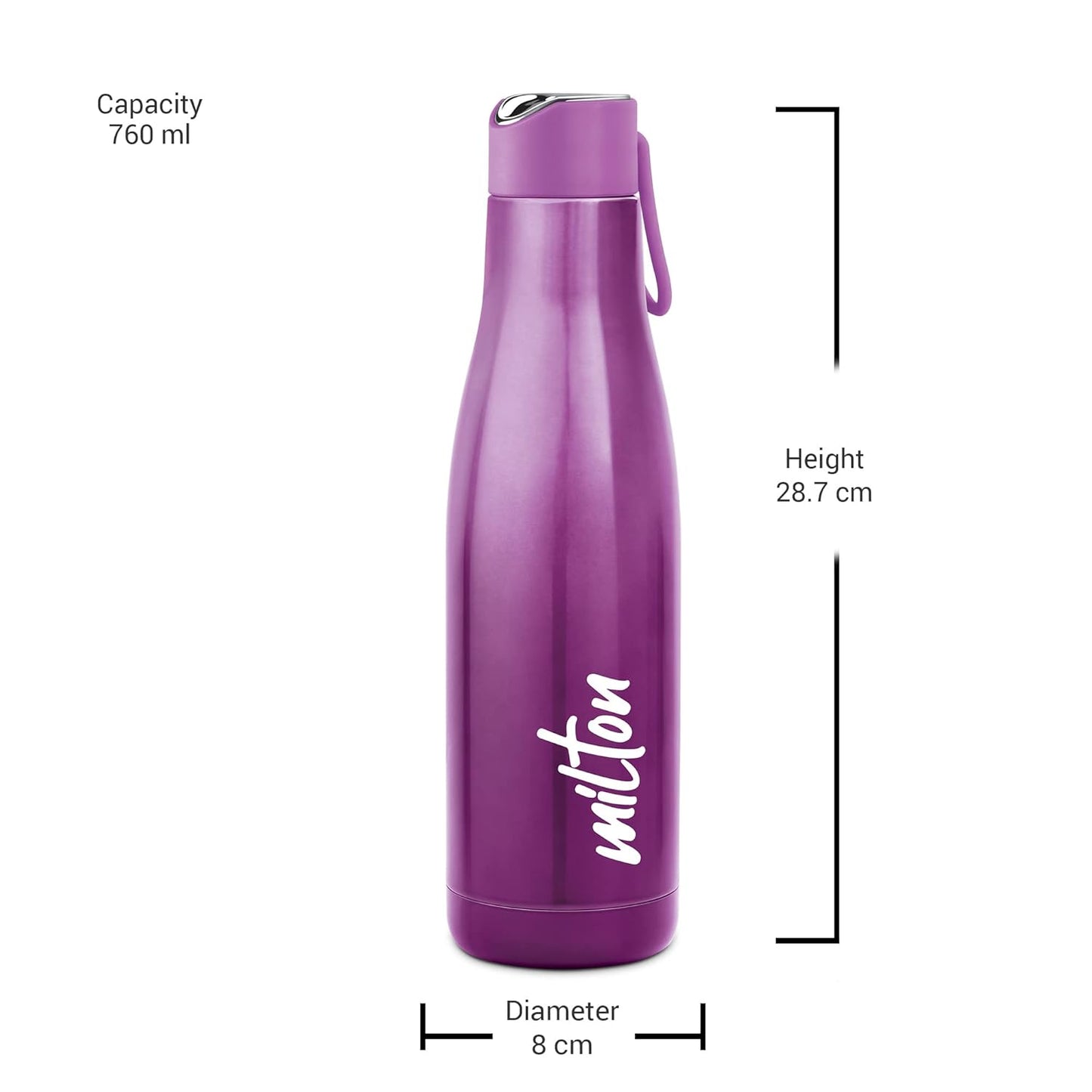 Milton Fame 800 Thermosteel Vacuum Insulated Stainless Steel 24 Hours Hot and Cold Water Bottle, 760 ml