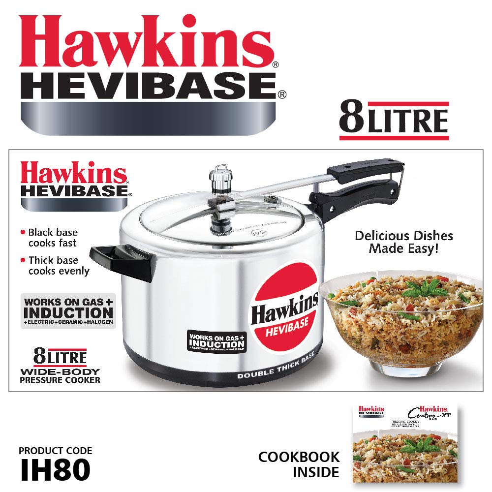 Hawkins Hevibase Pressure Cooker, Induction Inner Lid Cooker, Small Cooker, Silver,Aluminium