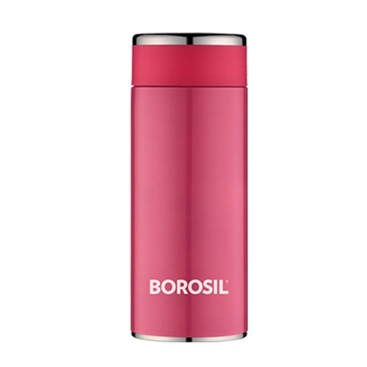Borosil - Stainless Steel Hydra Travel smart - Vacuum Insulated Flask Water Bottle, 360 ML, Pink
