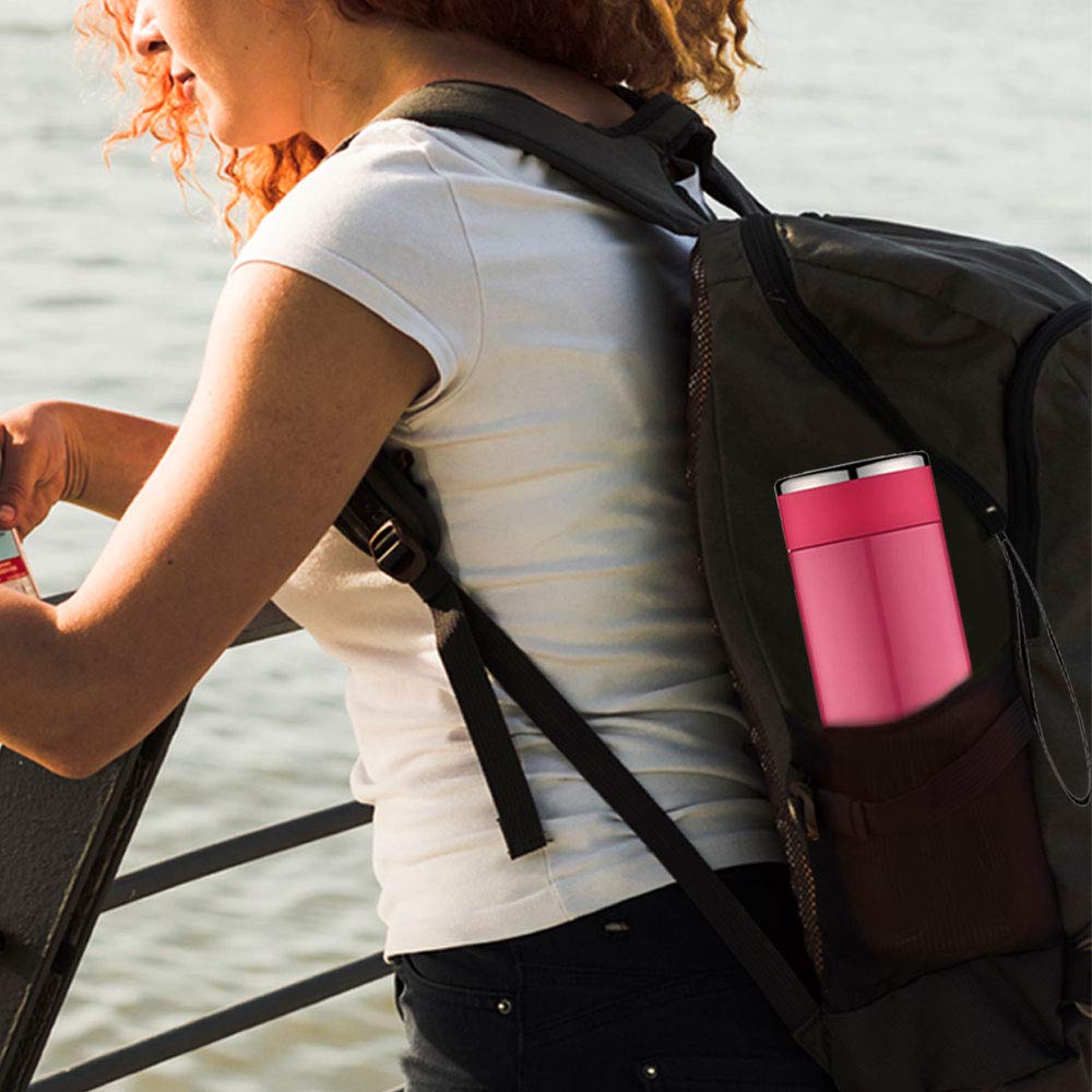 Borosil - Stainless Steel Hydra Travel smart - Vacuum Insulated Flask Water Bottle, 360 ML, Pink