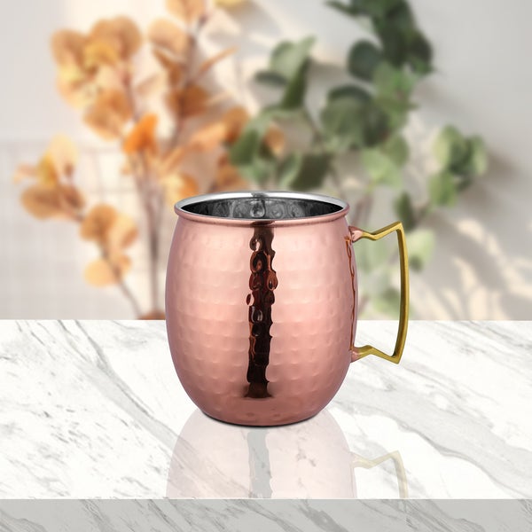 Copper Mule Mug with Golden Handle - Hammered