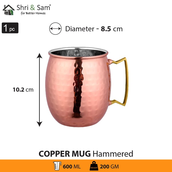 Copper Mule Mug with Golden Handle - Hammered