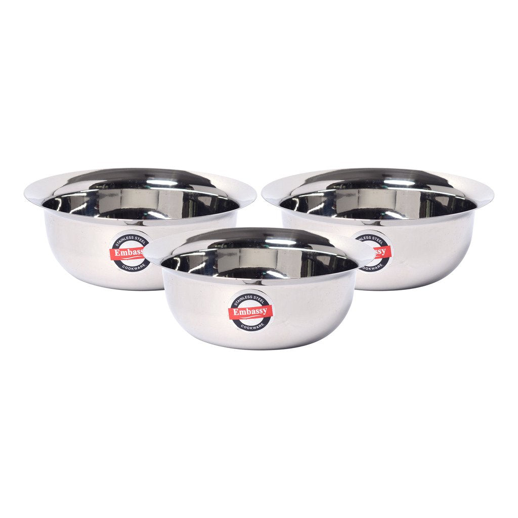 Embassy Stainless Steel Eco Bowl, Pack of 3, Size 0, 400 ml/Bowl