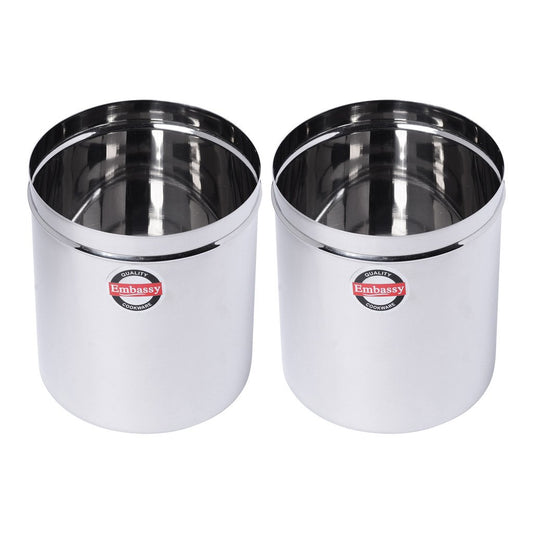 Embassy Stainless Steel Deep Dabba/Canister - Pack of 2 (1250 ml Each; Size 11, Medium)