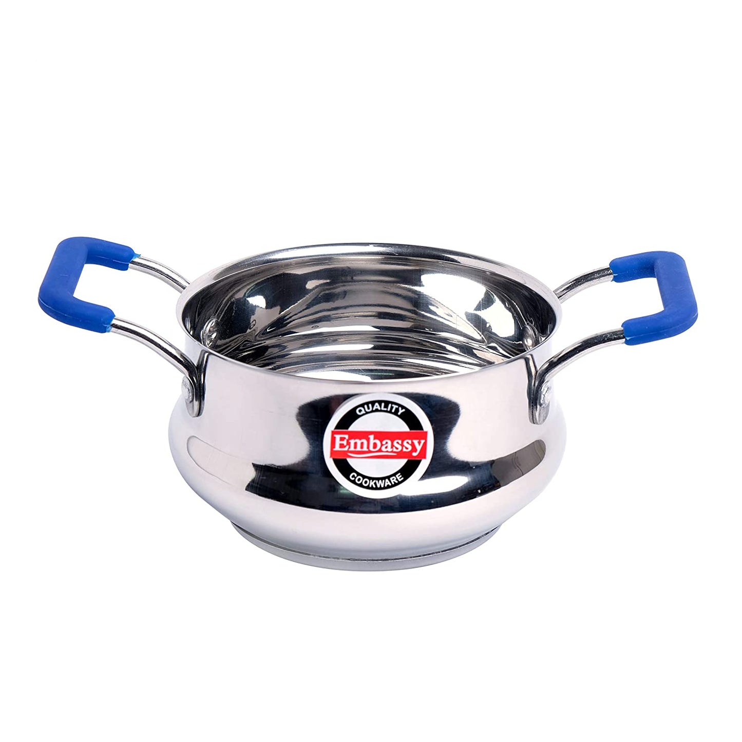 Embassy Stainless Steel Zircon Dish/Cook and Serve Pot/Handi with Glass Lid, Size 1, 1 Litre, 14.5 cms (Sandwich Bottom, Induction Friendly)