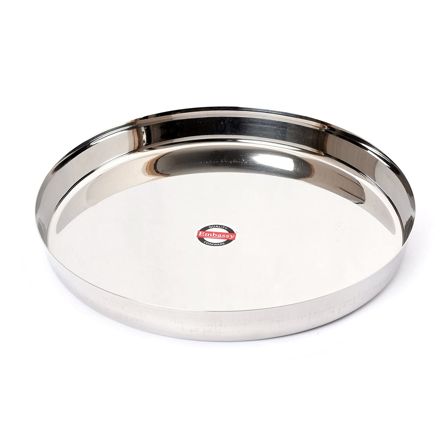 Embassy Plain Khumcha Spl/Dinner Plate, Size 11, 22.9 cms (Pack of 6, Stainless Steel)