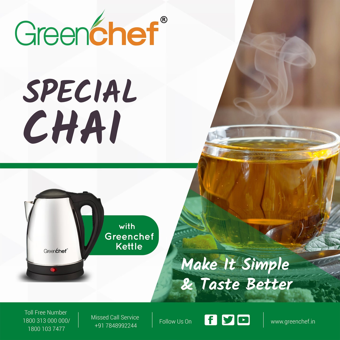 GreenChef SS Kettle 1.5ltrs