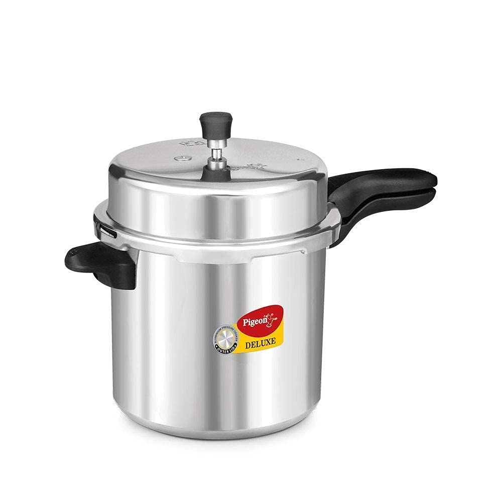Pigeon by Stovekraft Deluxe Aluminium Pressure Cooker, 10 Litres,Silver
