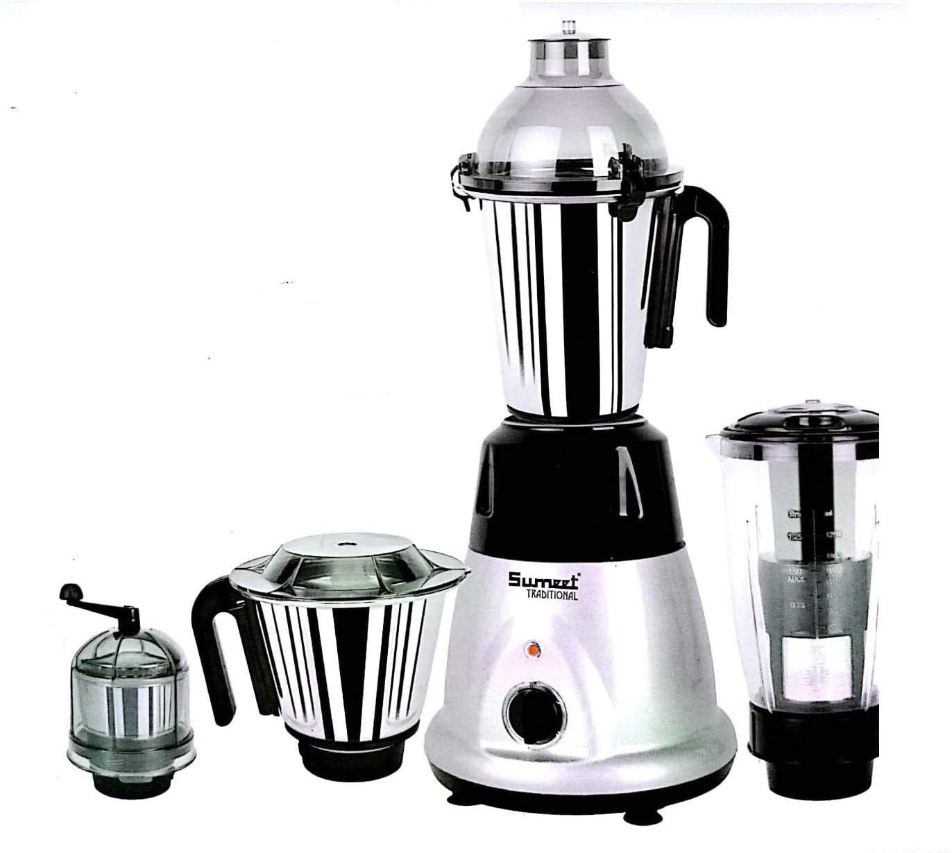 Sumeet Traditional Domestic Plus 2018 750W Mixer Grinder with 4 Jars, White