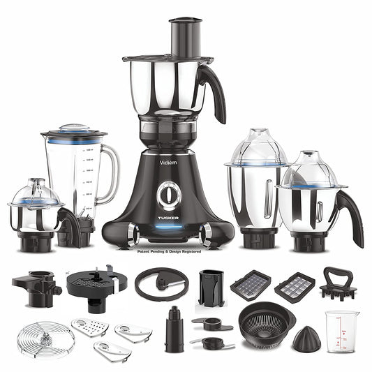 Vidiem MG 608 A Tusker 750 Watts Mixer Grinder with 4 Jars Kitchen Appliances (Black)