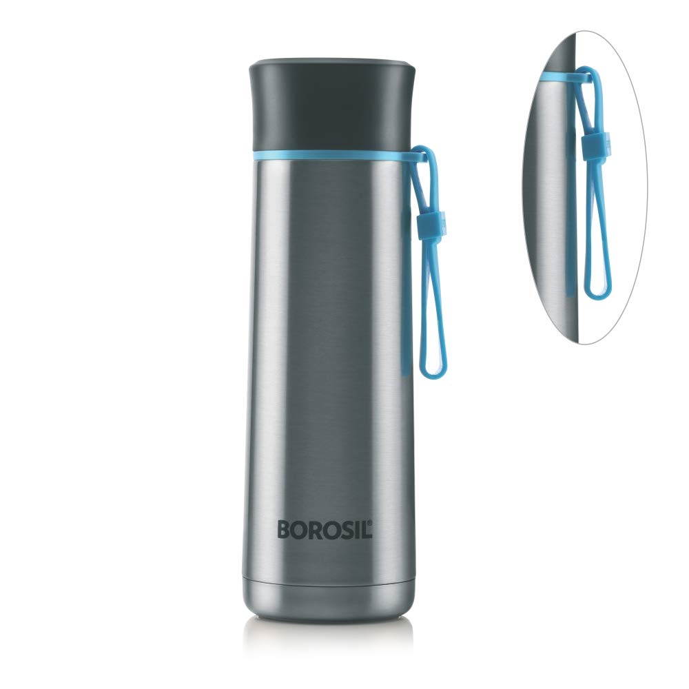 Borosil Stainless Steel Hydra Sprint - Vacuum Insulated Flask Water Bottle, 400ML