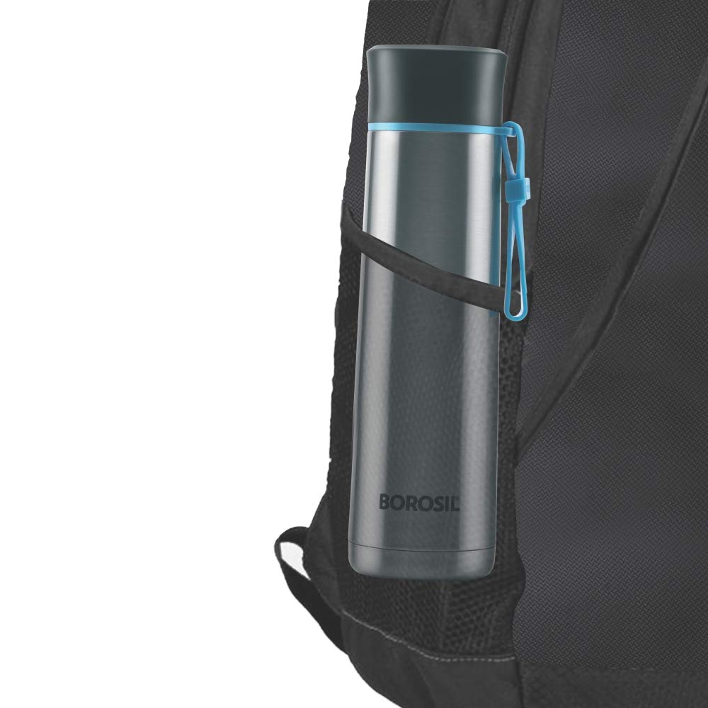 Borosil Stainless Steel Hydra Sprint - Vacuum Insulated Flask Water Bottle, 400ML