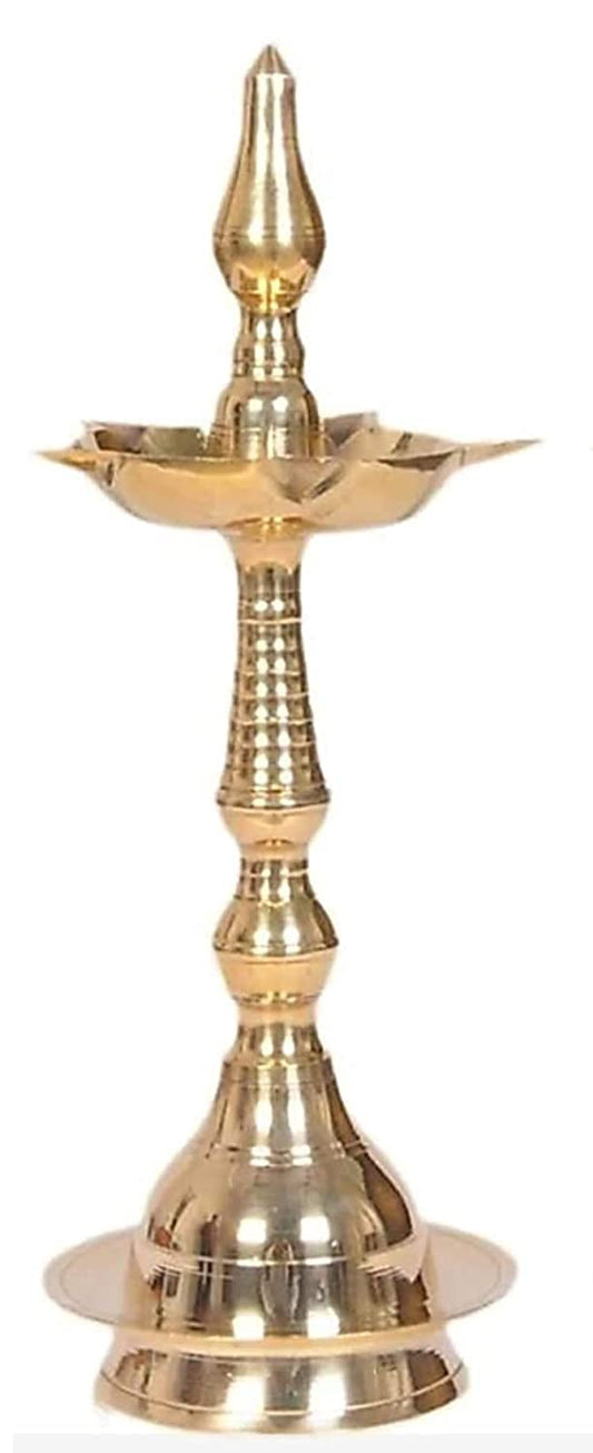 Brass Gallery Brass Oil Lamp Kerala Fancy Samayi Diya (Height 14 Inch) (Height 14 Inch, Design 1)