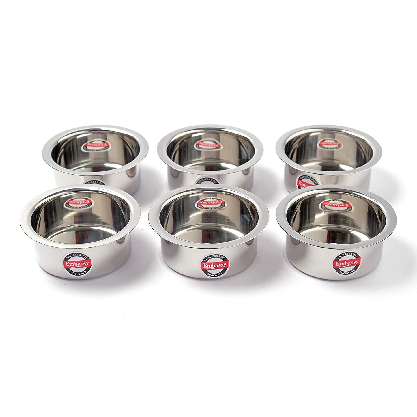 Embassy Stainless Steel Coffee Dabara/Katori/Cup, Size 1, 100 ml, Pack of 6