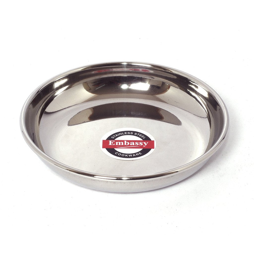 Embassy Rice/Dipping Plate, Size 0, 9.8 cms (Pack of 12, Stainless Steel)