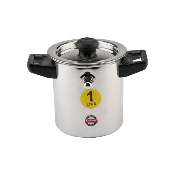 Embassy Milk Boiler Pot 13 cm diameter 1 L capacity with Lid  (Stainless Steel, Induction Bottom)