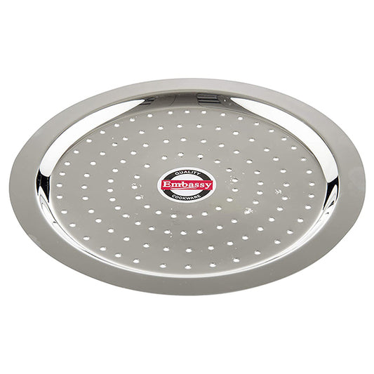 Embassy Stainless Steel Ciba Cover/Lid with Holes, Sizes 15 and 16, Set of 2, 24.4/25.9 cms