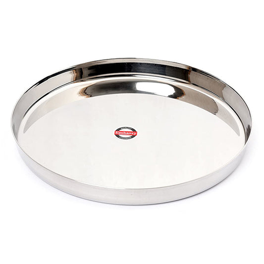 Embassy Chapati Beeding Khumcha Spl/Dinner Plate, Size 13, 28.2 cms (Pack of 6, Stainless Steel)