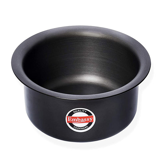 Embassy Hard Anodised Top/Cook Pot, 1 Litre (Size 10, 16.5 cms), Gas Stovetop Compatible, Black